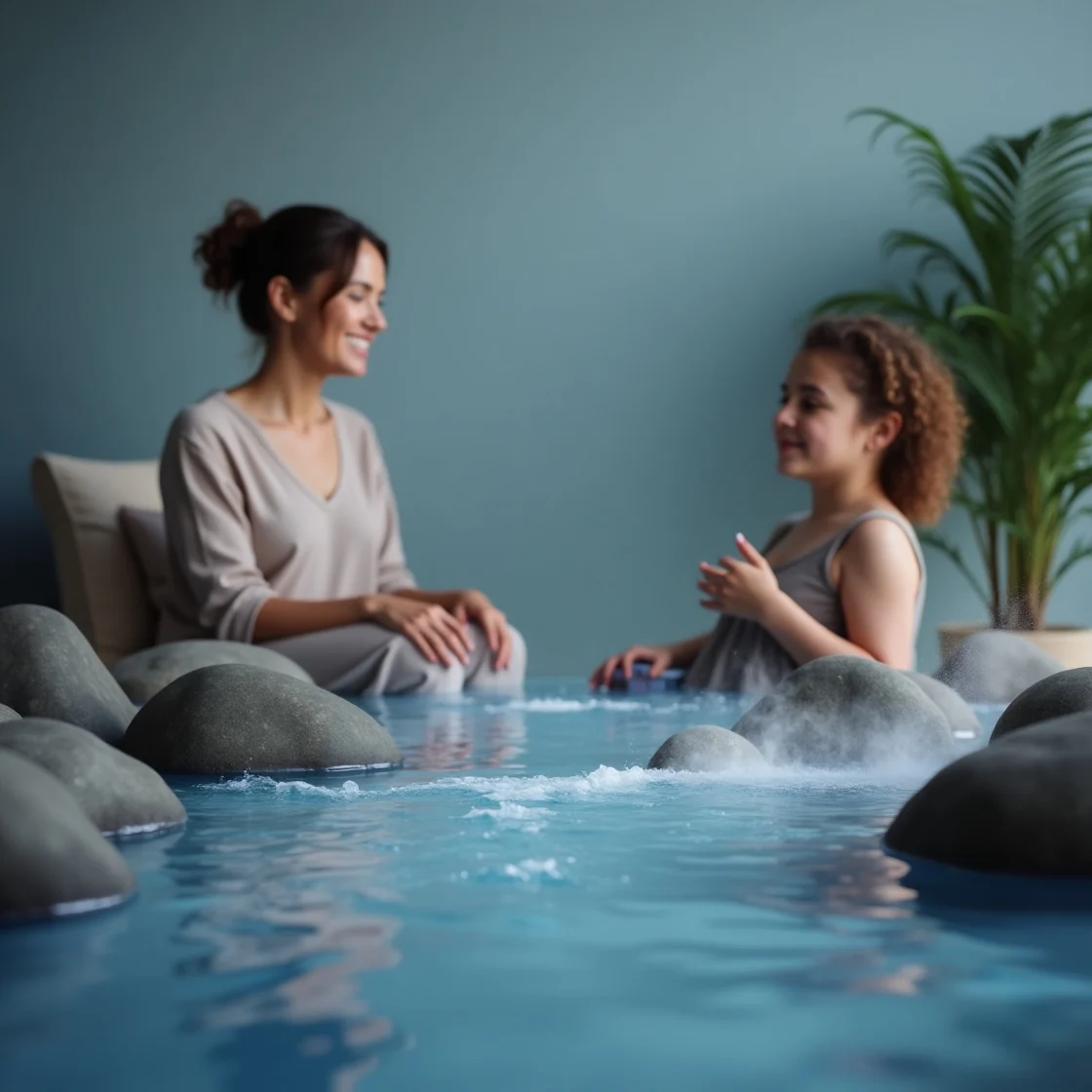 Water flow visualization therapy session