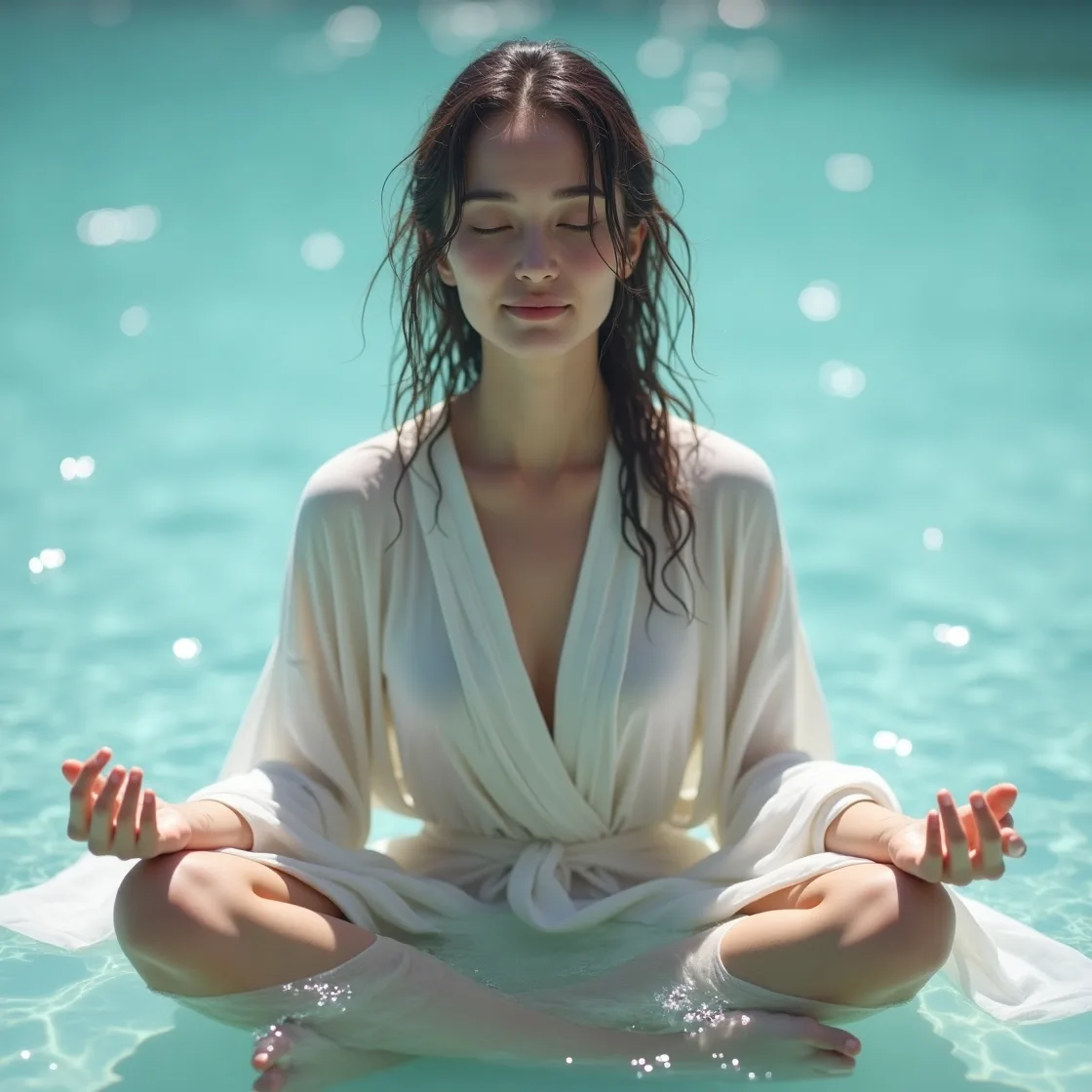 Person in state of water harmony meditation